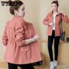 Женская короткая куртка весна-осень, универсальная куртка больших размеров, однотонная куртка со свободной талией, верхняя часть