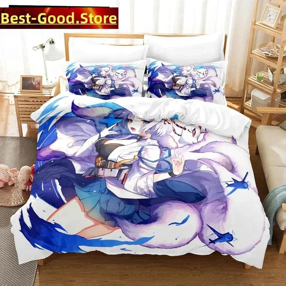 3D Печать Аниме - Azur Lane Комплект Постельного Белья Печатный Комплект С Наволочкой Покрывало На Подушку Постельное Белье Мягкий Односпальный Двуспальный Queen Super King