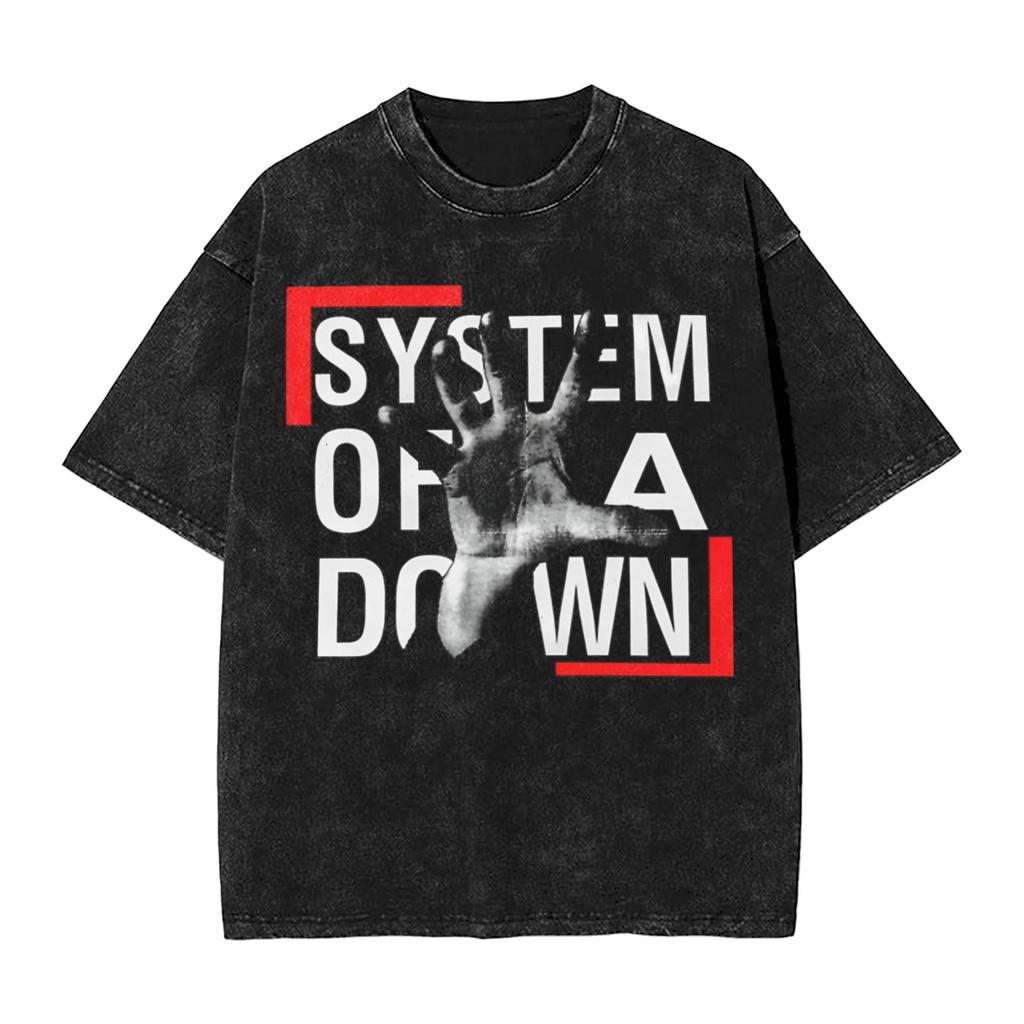 Мужская футболка SOAD System Of A Down Рок-музыка Стиранные футболки Пляжная футболка YK Базовые повседневные топы с принтом