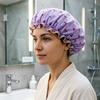 Водонепроницаемая шапочка для душа с эластичным краем, рисунок "вишня", шапочка для ванны, удобная двухслойная шапочка для душа для ухода за длинными и короткими волосами