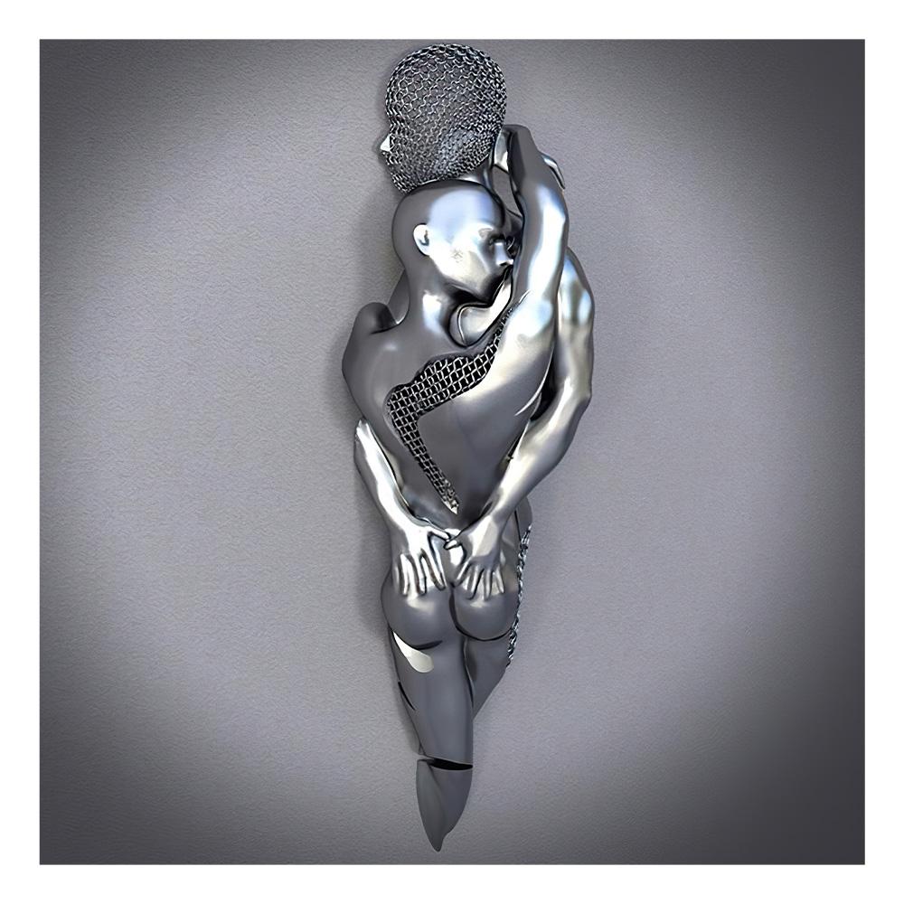 Metal Figure Statue Art Poster High Definition Printing Canvas Painting Prints Couple Sculpture Living Room Home Decor Picture