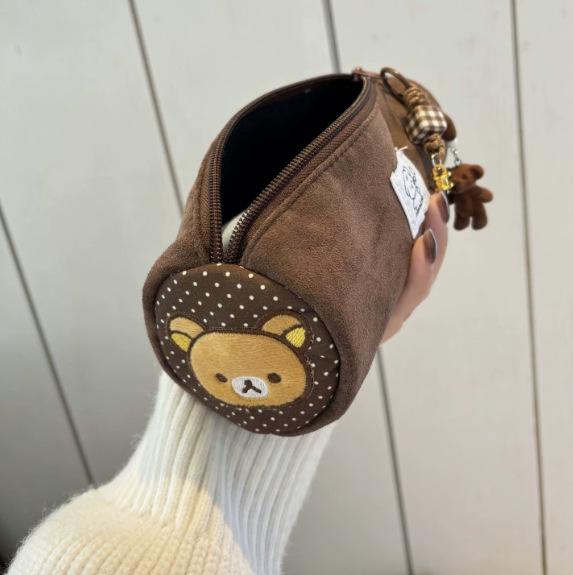 Вышитая пенал-косметичка Rilakkuma - Вместительная девчачья сумка для канцелярии в стиле Ins для старшеклассников