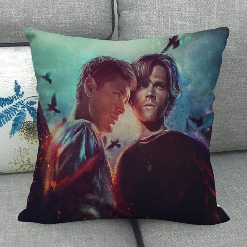 Наволочка Supernatural на заказ Свадебная декоративная хлопково-льняная наволочка для дома Чехол для подушки 45X45(Одна сторона)
