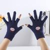 Открытые Пишущие Кашемировые Зимние Перчатки с Улыбающимся Лицом Без Пальцев Мультяшные Вязаные Перчатки