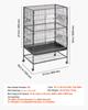 VEVOR Bird Cage, 800 x 520 x 1320mm, Flat Top, Wrought Iron Bird Flight Cage with Perches, Slide-Out Tray and Plastic Feeders, Casters, for Parrot