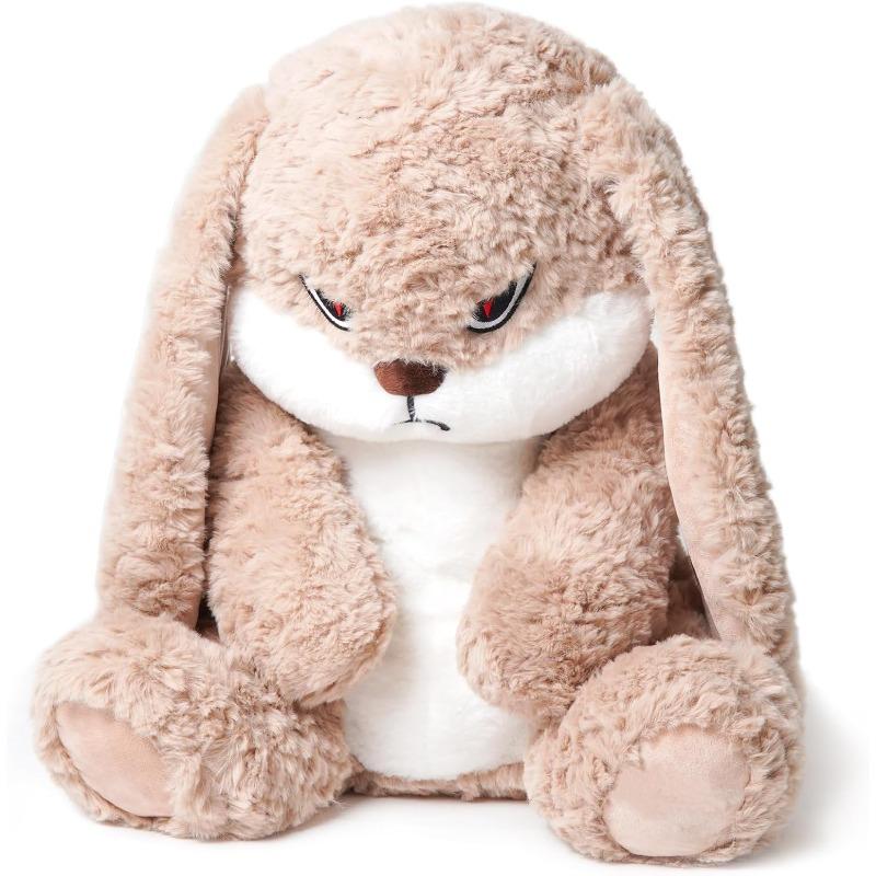 38cm Bunny Stuffed Animals, Angry Bunny Plush Toys, Stuffed Rabbit Pluhine, Plush Rabbit Stuffed Animal, Perfect for a Gift (Brown)