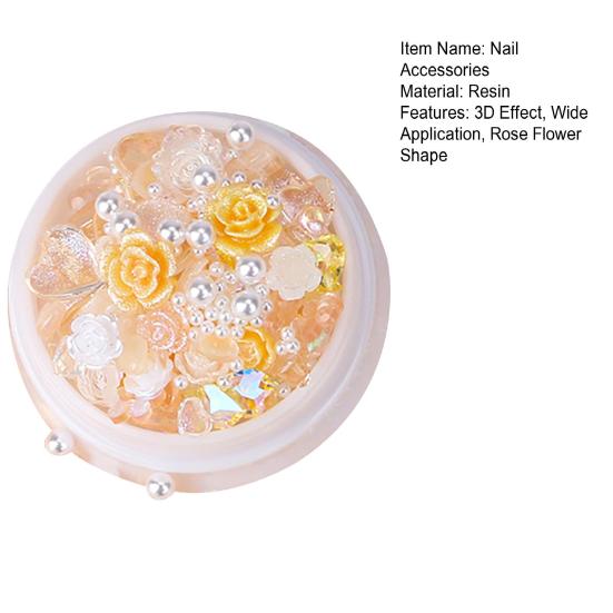 1 коробка искусственных жемчужин в форме банта, цветные смоляные украшения для ногтей, аксессуары для ногтей в форме сердца, розы, медведя