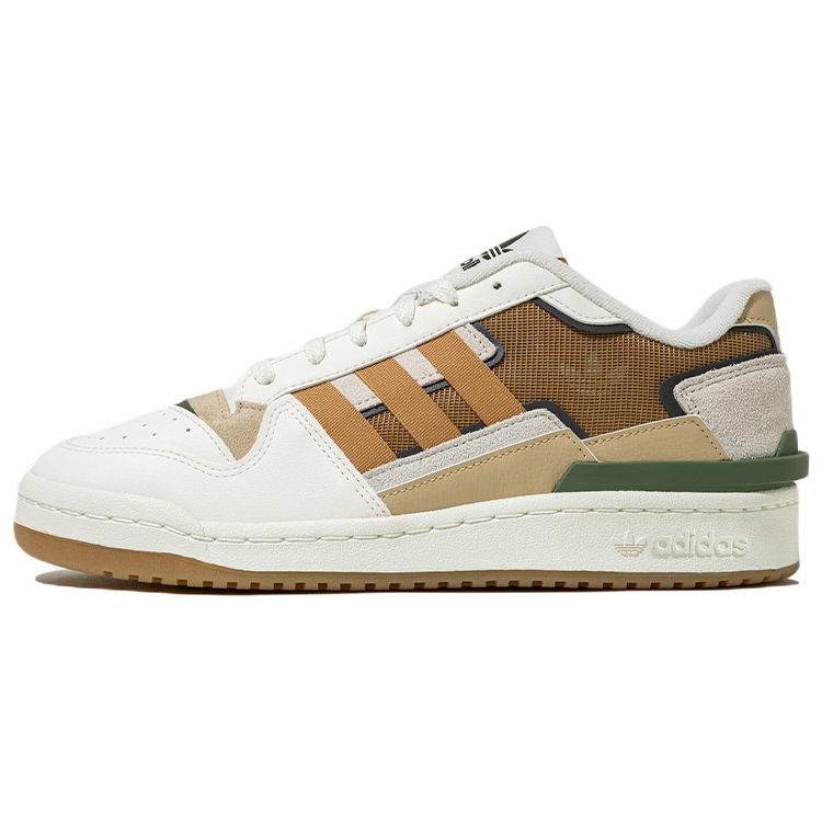 Adidas Originals Forum Exhibit Low 2 Fabric Leather Comfortable Low-Top Skate Shoes Unisex Sneakers Beige FZ5595