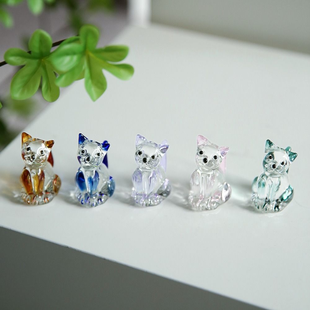Глазурованная статуэтка кошки, прозрачная статуэтка кошки, подарок, украшение в виде хрустальной кошки, домашний декор