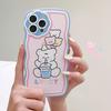 Zhitai Cartoon Bear iPhone Case: Fits iPhone 12 Pro Max, 13 Pro, 14 – Flower Hole Wave Design.