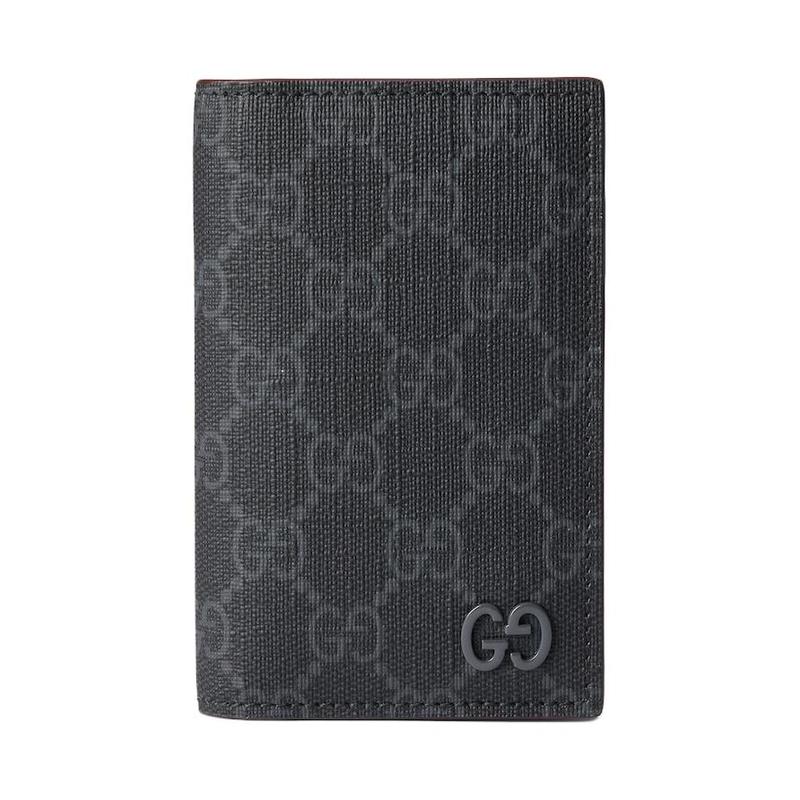 Gucci GG logo logo flip closure Supreme canvas card holder men's black with burgundy