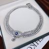 5-6mm Near Round Grey Freshwater Pearl Necklace Three-Layer Fan Choker