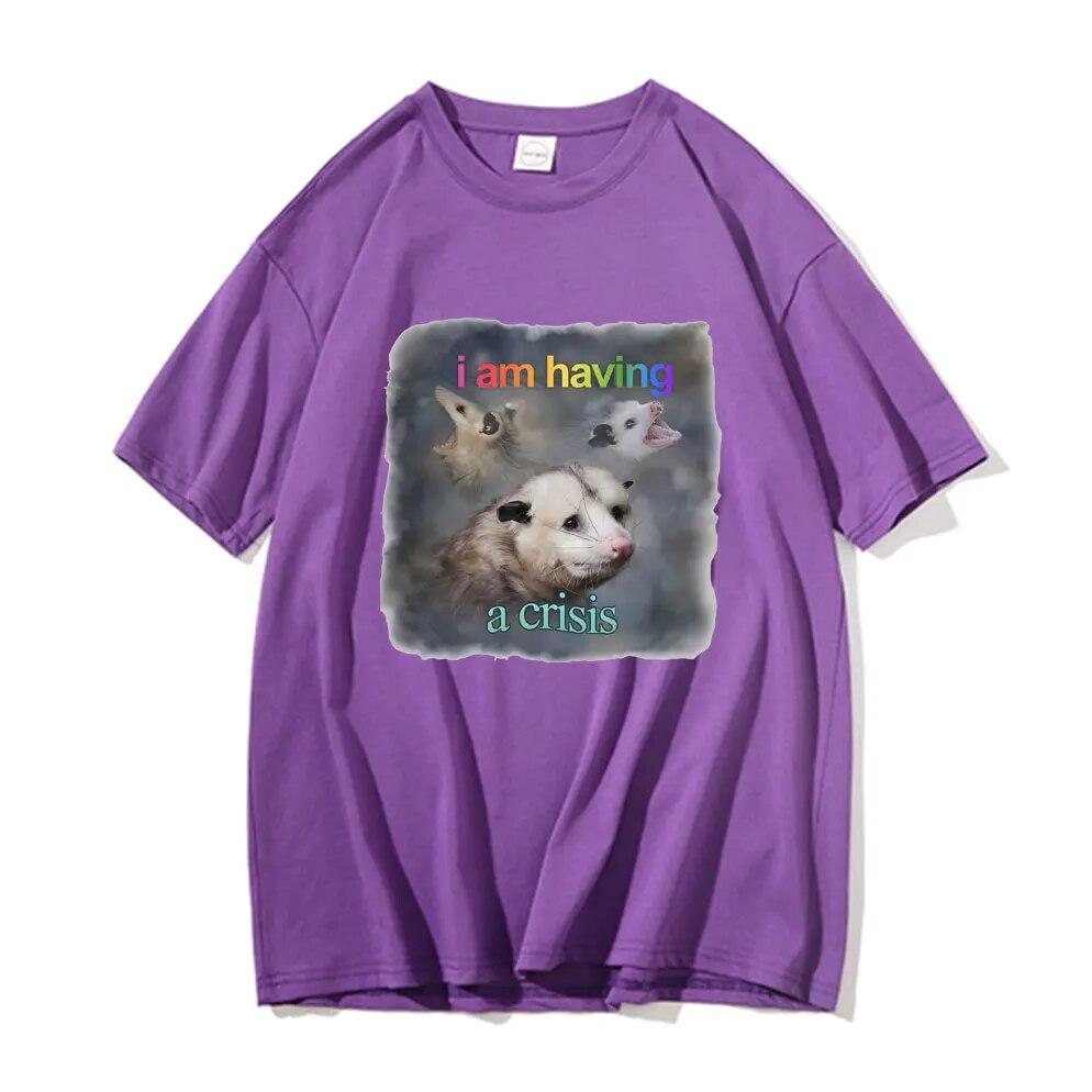 Забавная футболка с рисунком Possum Meme I Am Crisis Possum Word Art, милая женская футболка унисекс, повседневная футболка большого размера, уличная одежда