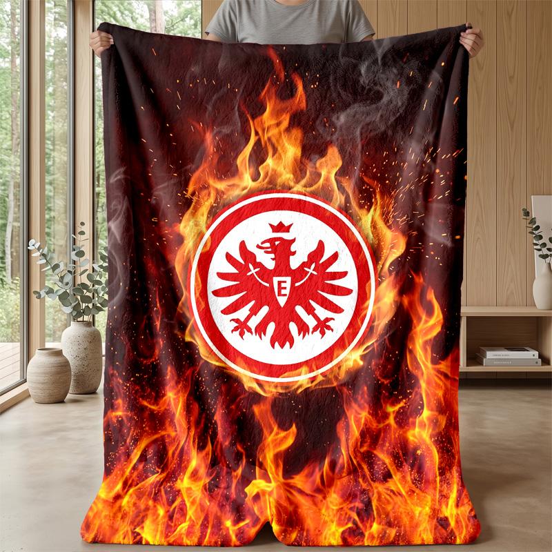 Eintracht Frankfurt Football Print Flannel Blanket, Soft Warm Lightweight Throw Blanket for Sofa Bed Camping