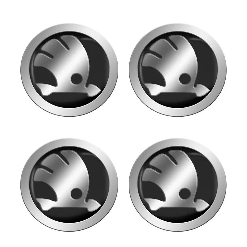 Car Sticker 4Pcs Car Wheel Hub Cap Metal Emblem Stickers Accessories For Skoda Octavia MK2 2 3 A5 A7 A8 Fabia Karoq Superb Rapid