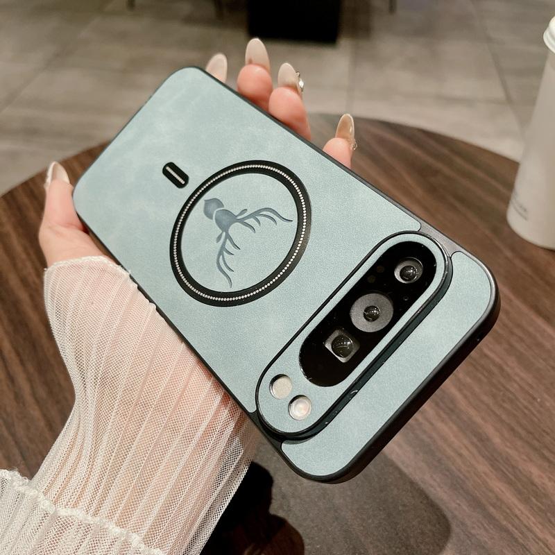 Тонкий мягкий кожаный чехол с рисунком оленя для Google Pixel 9 Pro XL 8A 8 7 Pro 7A, однотонный матовый ударопрочный чехол из ТПУ с беспроводной зарядкой и магнитным чехлом для телефона