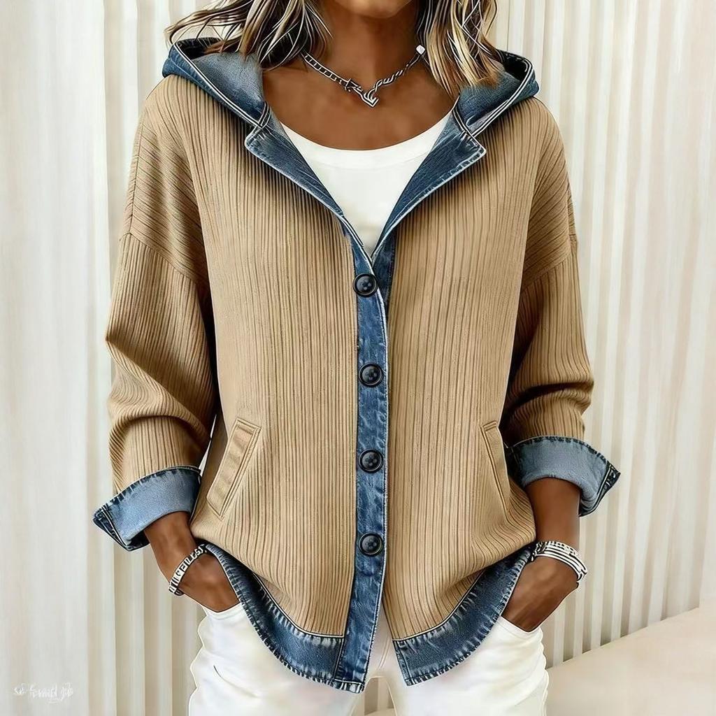 Женская клетчатая джинсовая толстовка с воротником, джинсовый свитер в стиле пэчворк, пуловеры с длинным рукавом для женщин