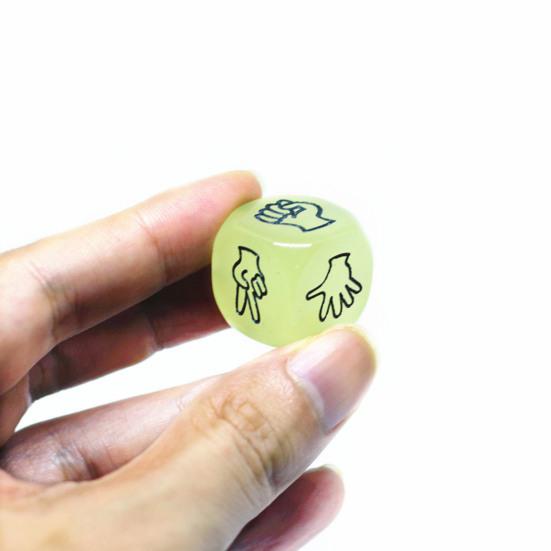 2CM Finger Guessing Dice Funny Portable 6 Sides Glow In The Dark Solid Acrylic Pocket-sized Rock Paper Scissors Mini Dice Game Entertainment Toy