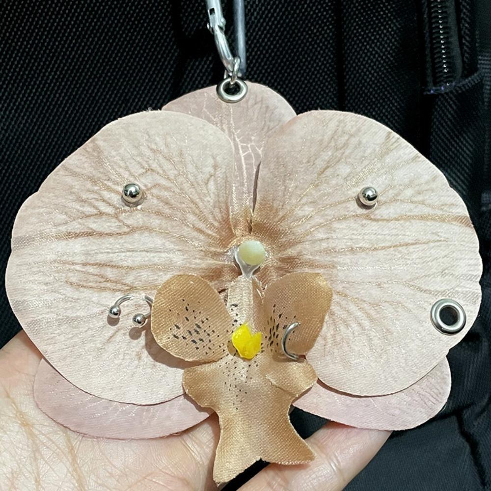 Gifts Phalaenopsis Orchid Keychain Cloth Backpack Hangings Decor Simulation Flower Keyring  Bag