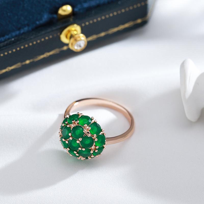 Полный изумрудно-зеленый циркон сферические роскошные кольца женские свадебные украшения для вечеринок
