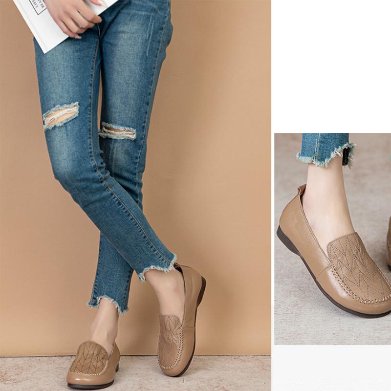 Новинка 2023 года, женская модная повседневная обувь, лоферы из натуральной кожи, мокасины без шнуровки на плоской подошве, обувь для вождения, роскошные брендовые мягкие и удобные