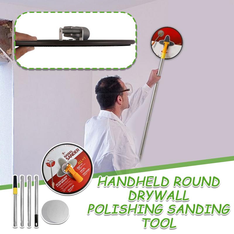 Pole Sander For Drywall 9 Inches Radial Round Pole Sander 360 Degree Rotary Pad For Concrete Walls Repair Cleaning Polishing
