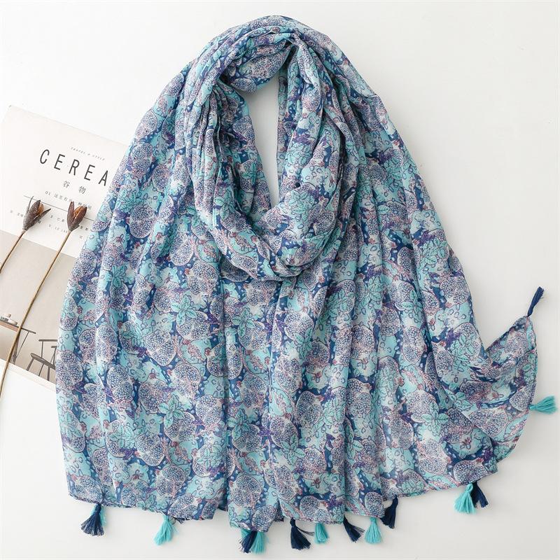 Thin Fashion Aztec Paisley Floral Tassel Viscose Shawl Scarf High Quality Wrap Pashmina Stole Bufandas Muslim Hijab 180*90Cm