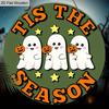 Halloween Wooden Sign with Ghost Pattern - Figurine Ornaments with Tis The Season - Ideal for Front Door, Wall, Room Decor - Ideal Halloween Gift