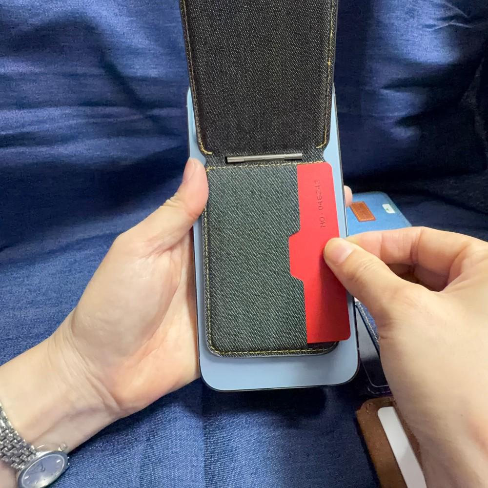 Совместимый держатель для карт из джинсовой кожи MagSafe для iPhone 16 - Магнитное крепление