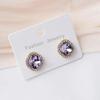 Серьги-гвоздики с фиолетовым кристаллом и цирконием для женщин, золотые металлические изысканные роскошные корейские серьги, блестящие украшения для ушей, подарки