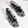 Fashion Fashion Shallow Flat Sandals Women Breathable Mesh Black Polka Dot Ballet Flats Comfortable Round Toe Plus Size Mary Jane Shoes