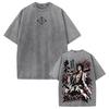 Zaraki Kenpachi BLEACH Anime T Shirt Harajuku Vintage Washed T-shirt Men Clothing Short Sleeve Oversized Cotton Tees Clothes
