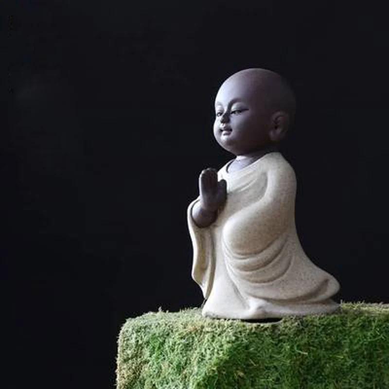 Креативные статуэтки Будды из фиолетовой глины Zen, Керамическое украшение в виде маленького монаха, Чайный питомец Кунг-фу Пуэр, Чайная посуда, Офис, Настольные поделки
