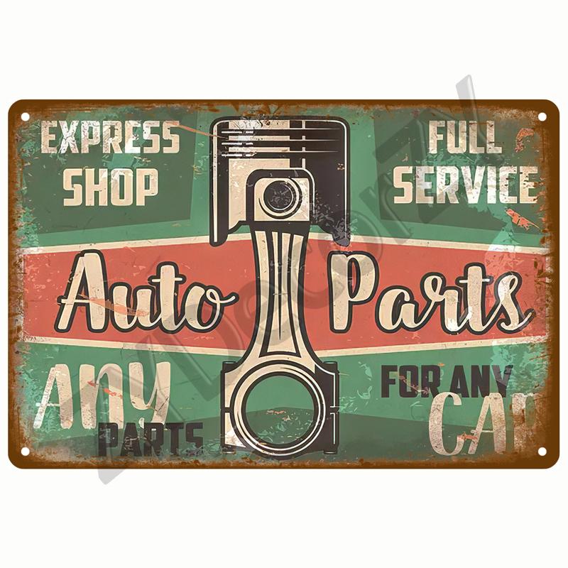 Металлический знак Гараж Газ Масло Свеча зажигания Шиномонтаж Man Cave Club Bar Home Wall Decor Art Vintage Decor Жестяная табличка Декоративная табличка