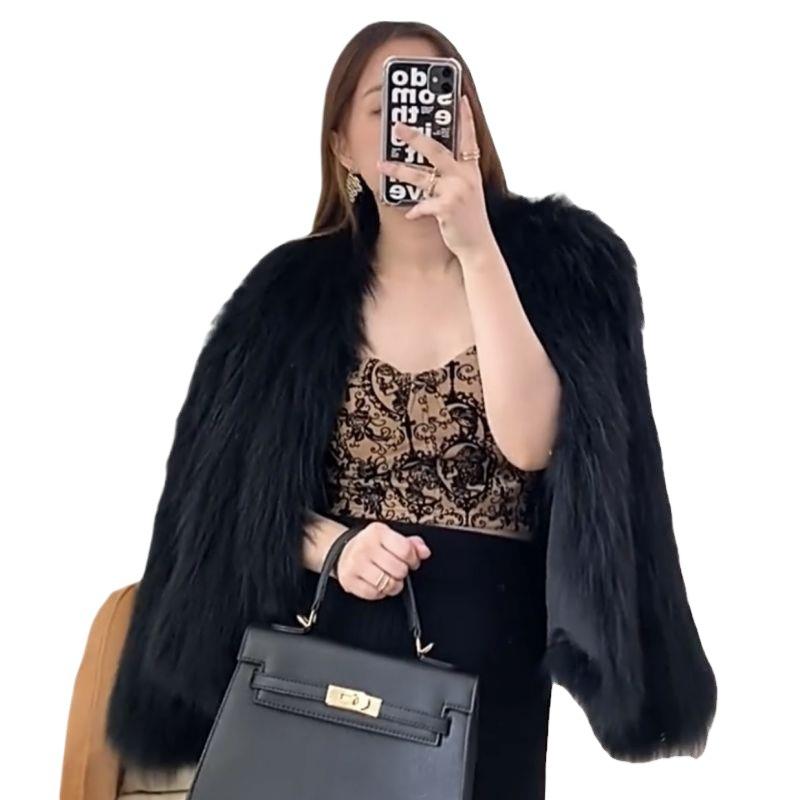 2024 зима новый toka имитация лисьего меха интернет знаменитости молодой мех женщины зимнее короткое меховое полупальто