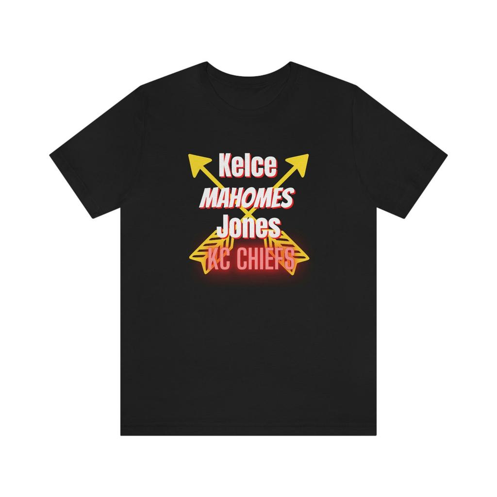 Kelce, Jones, Mahomes, Kansas City Chief's Football, Jersey Short Sleeve Tee, kansas city chiefs, kansas city chiefs shirt, chiefs, football