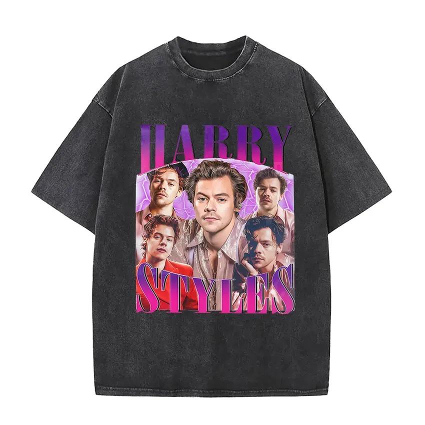 Hot Sale Harry Styles Graphic Print Tshirt Men Women Loose Casual Vintage Washed Cotton Summer New Tee Oversized Streetwear Top