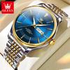 Men's Minimalist Business Dial Double Calendar Quartz Watch Stainless Steel Waterproof Night Light Men's Watch