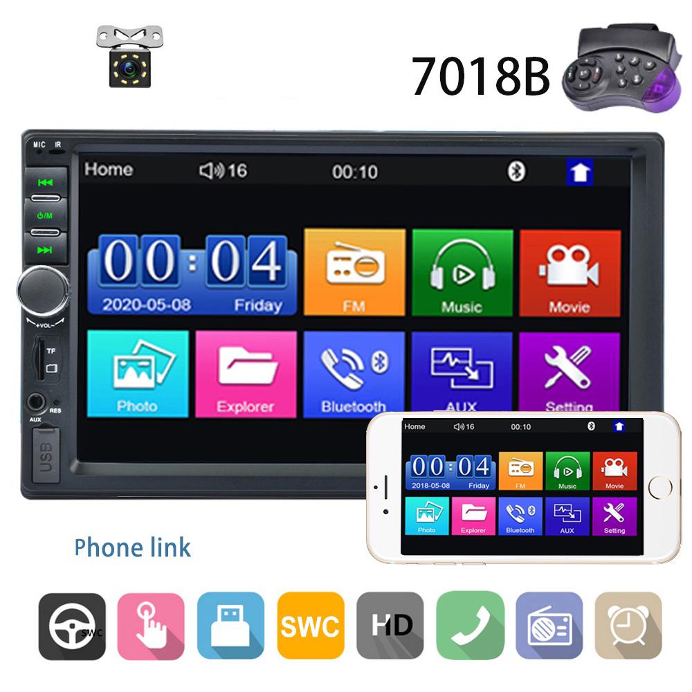 Car Radio Autoradio 2 Din 7" HD Multimedia Player 2DIN Screen Touch Auto Audio Car Stereo MP5 Bluetooth USB TF FM Camera 7018B
