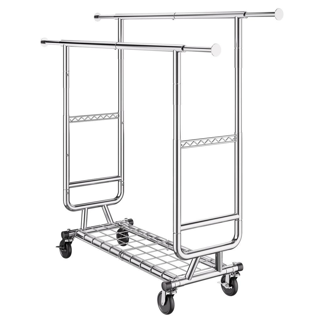 VEVOR Heavy Duty Clothes Rack, Double Hanging Rod Clothing Garment Rack for Hanging Clothes