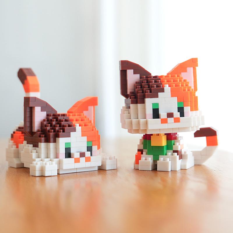 НОВЫЙ DIY милый кот, домашние животные, оранжевая кукла, серебряный постепенный слой, корова, строительные блоки, набор для девочек, кирпичи, модель фильма, детская игрушка для детей