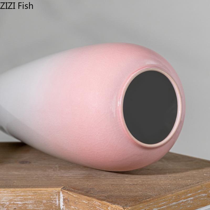Gradient Pink Ceramic Vase Hydroponics Potted Plant Table Decoration Flowers Arrangement Floral Vases Room Aesthetic Decor