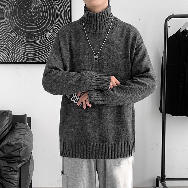 Корейский модный свободный свитер с высоким воротом для мужчин - осень/зима в стиле Гонконга