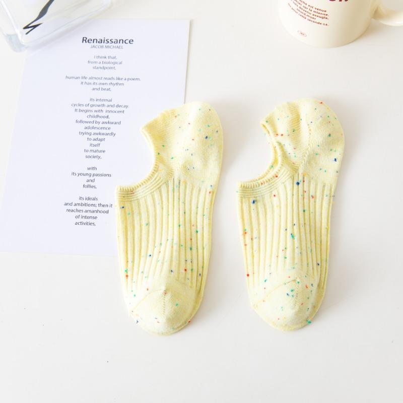 Женский летний тонкий стиль чистый хлопок цвет мелкий вырез нескользящие не спадающие с невидимыми носками-лодочками
