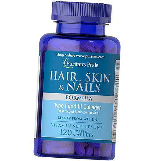 Formula for Skin, Hair and Nails, Hair, Skin & Nails Formula, Puritan's Pride 120 Caplets (36367174)