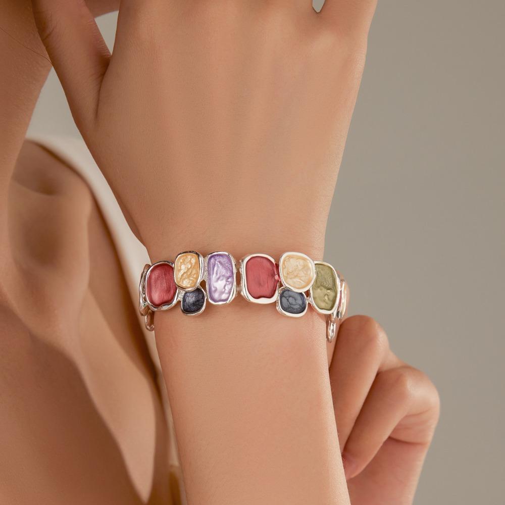 Браслет квадратной формы с нерегулярной геометрией, этнический стиль, ретро, кольцо на руку, эластичный женский браслет, украшение