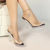 13CM Women Transparent High Heel Sandals, Thin Stiletto Platform Crystal Slippers, Sexy Nightclub Catwalk Shoes LFD-19876-1