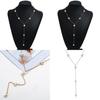 Women Pearl Long Necklace With Water Wave Chain For Wedding And Events Formal