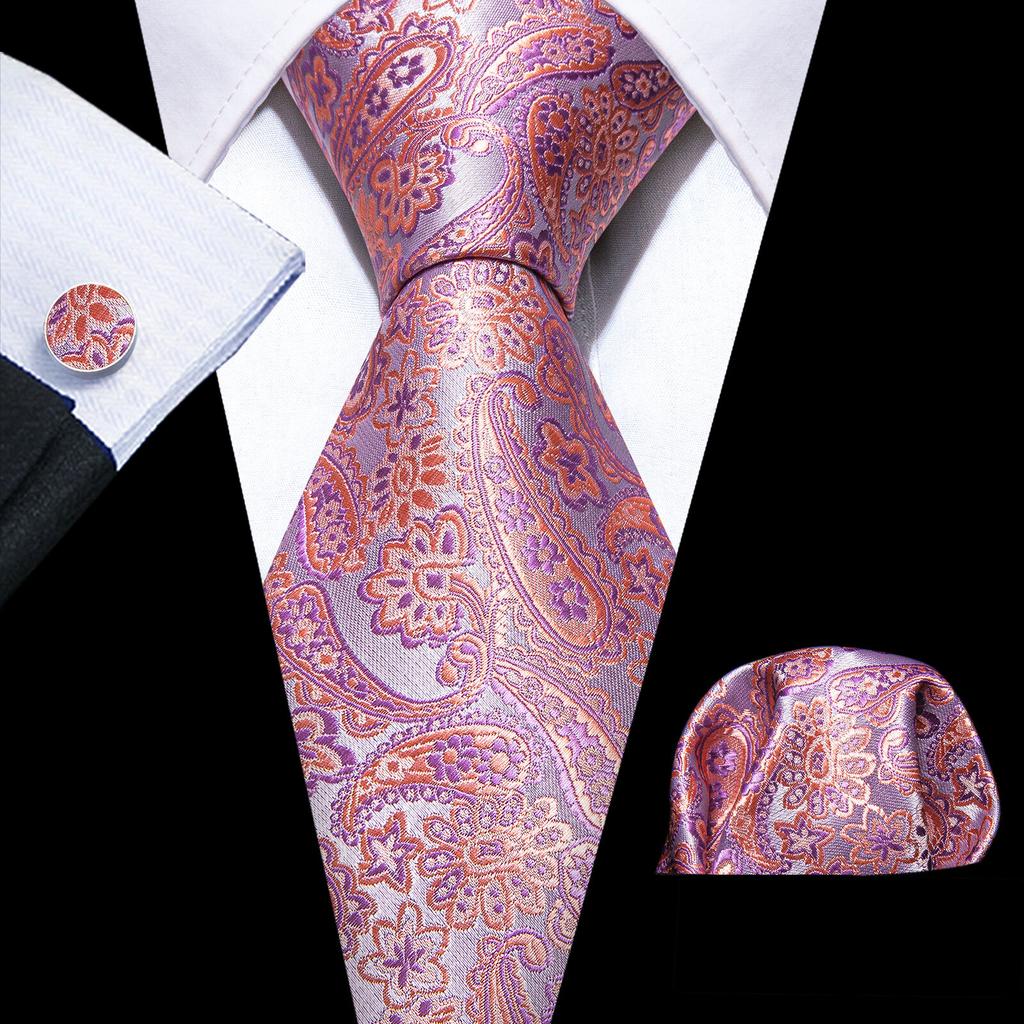 Мужские галстуки с цветочным принтом Barry.Wang, тканые свадебные галстуки с узором пейсли, носовой платок, запонки, формальный повседневный набор