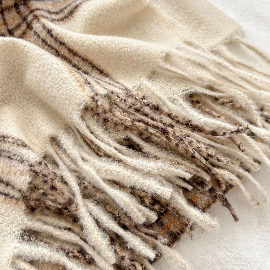 British Retro Large Plaid Scarf for Women Winter Fleece-Like Cashmere Trendy Brand Korean Style Versatile Student Warm Neck Warmer